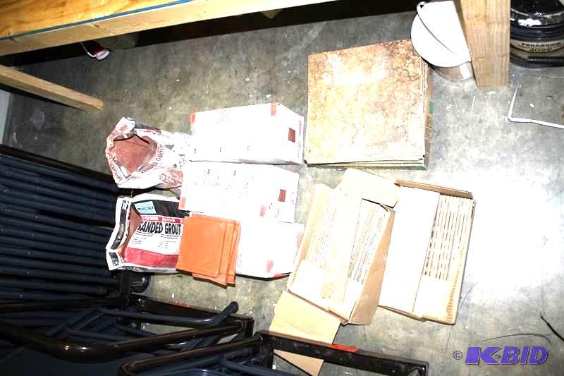 lot 163 image: Ceramic tile and grout  Red baseboard tile ...