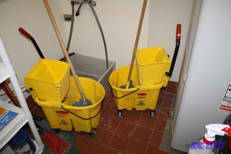 lot 173 image: 2 Industrial Mop bucket with wringer by Rubbe...