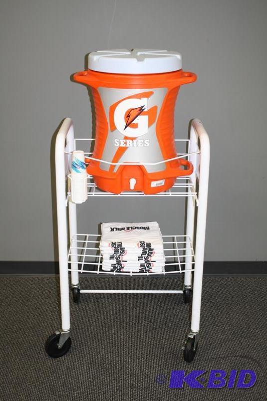 lot 174 image: United Displaycraft rolling sports rack- Read...