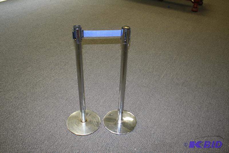 lot 176 image: 2 Tensabarrier Crowd Control Stanchions Lawre...