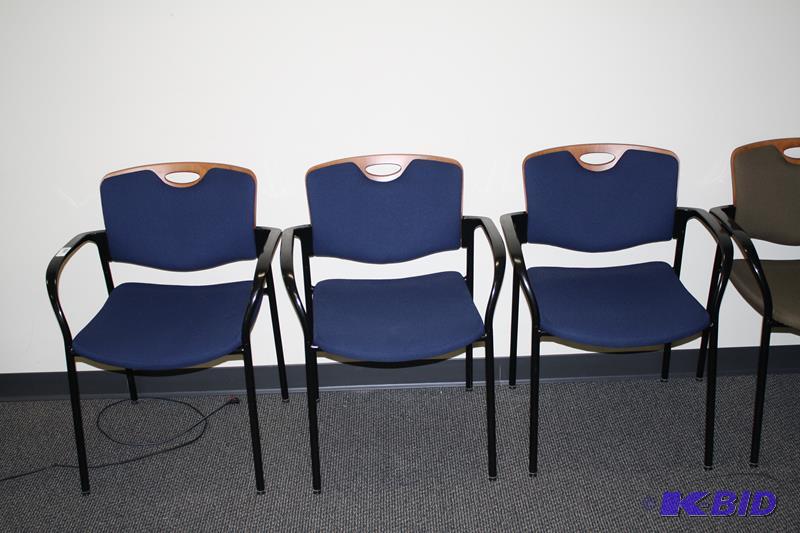 lot 183 image: Stylex -&nbsp3 blue chairs , stack-able...