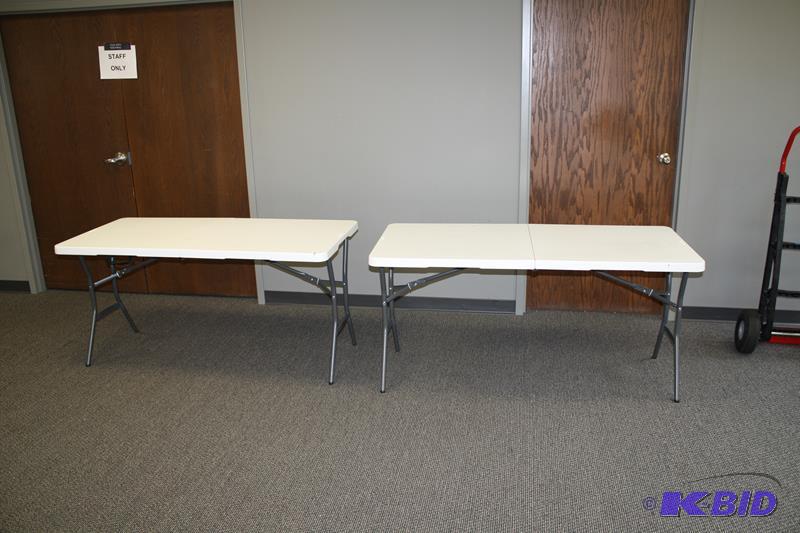 lot 186 image: 2 Lifetime folding tables 27x60"...