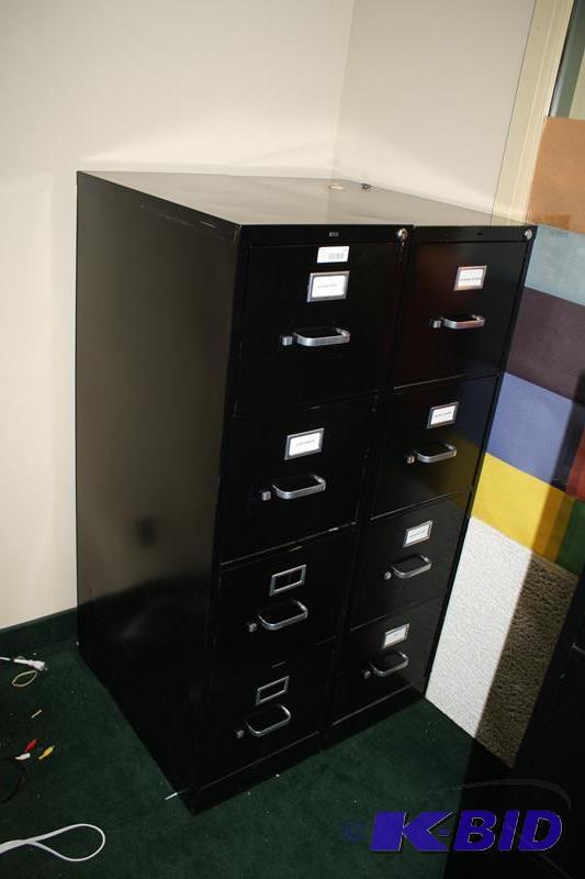 lot 232 image: 2 Hon black filing cabinets. 52&quotx15"...