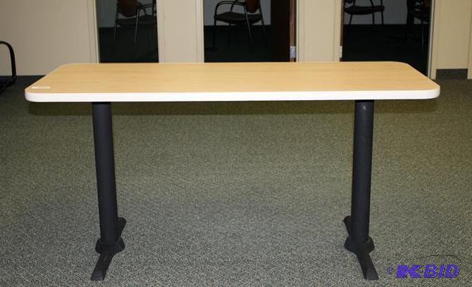 lot 237 image: Wood conference table with metal legs -30&quo...