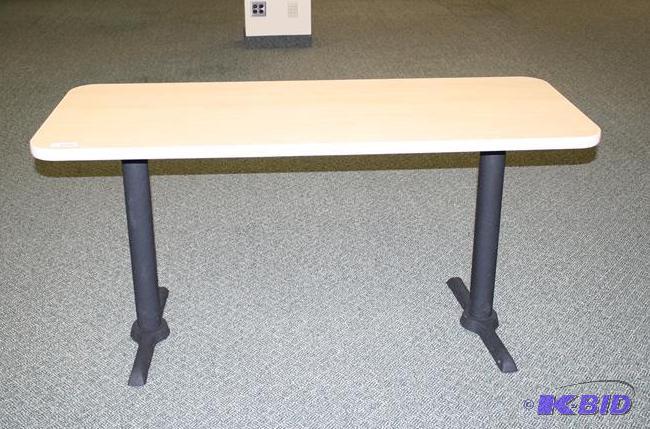 lot 238 image: Wood conference table with metal legs -30&quo...