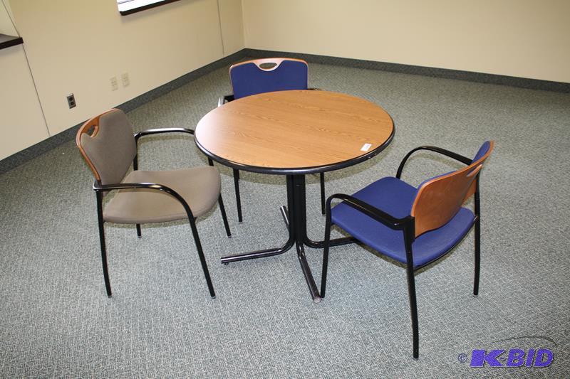 lot 243 image: Round pedestal office table- 36&quotdiameter...