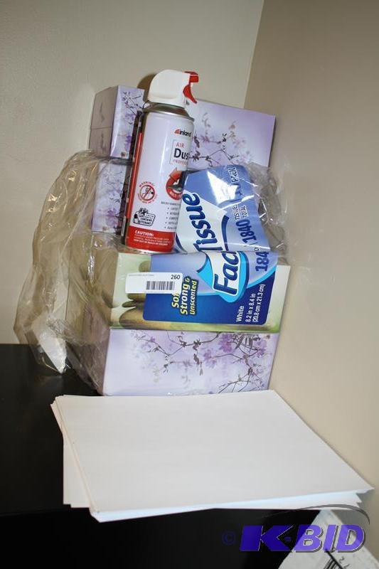 lot 260 image: 6 brand new boxes of tissues and Inland Air D...