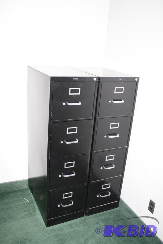 lot 360 image: 2 Hon black file cabinets 25x15x52" on 2...
