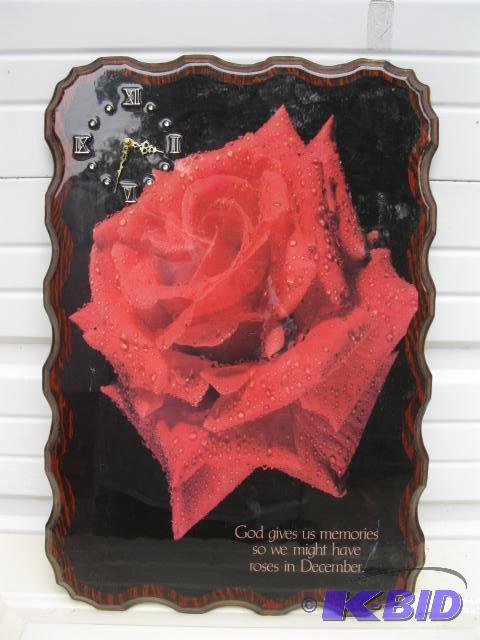 Clock, religious with rose picture...