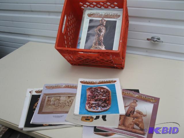crate of wood carving magazines...