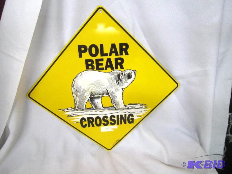 Metal Bear Crossing Sign