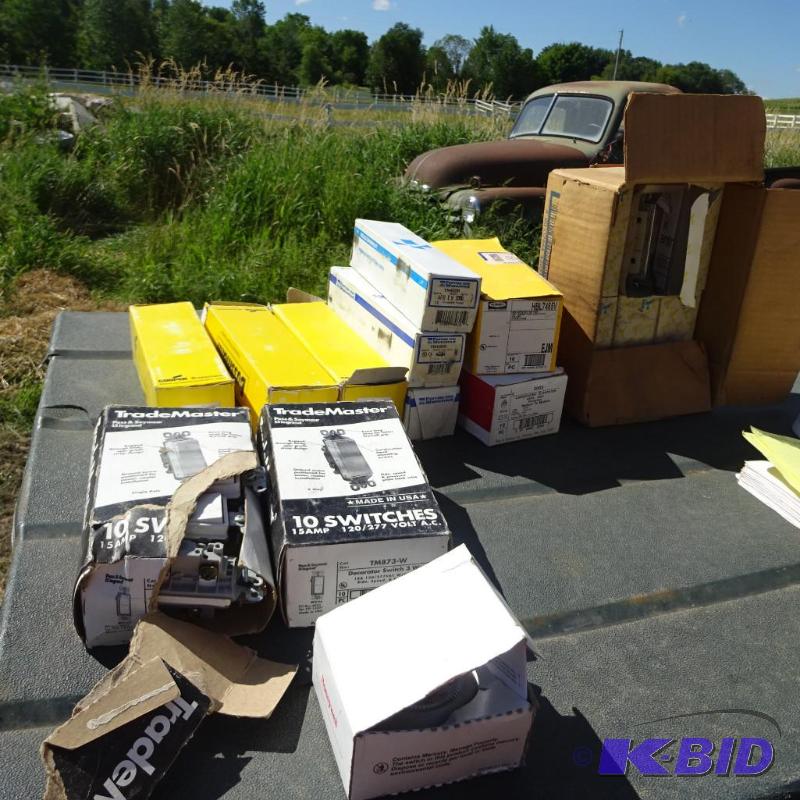 Misc electrical supplies. Large fuses. GFI Ou...