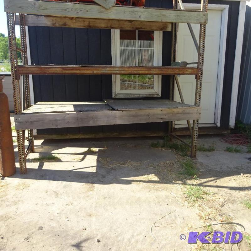 Shelf unit. 96 x 36 x 106. 2 metal beams. The...