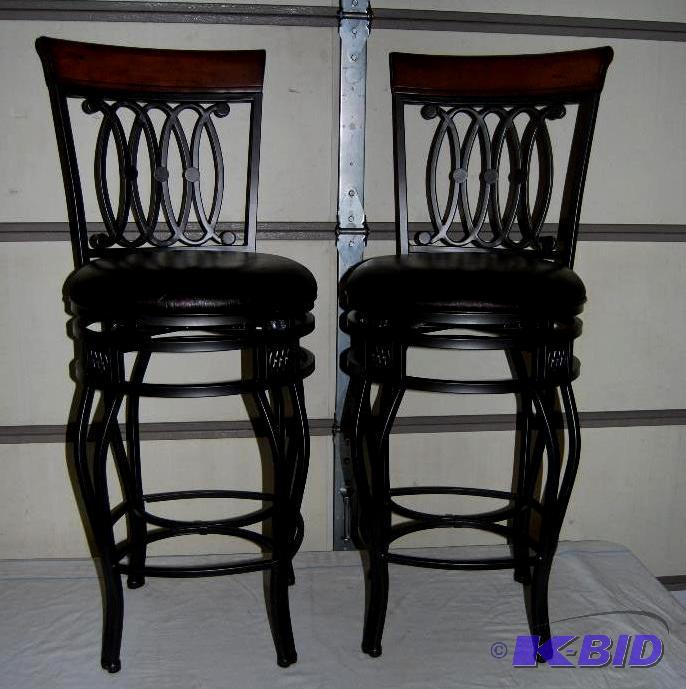 lot 47 image: Pair of Swivel Bar Stools, all steel frame, s...