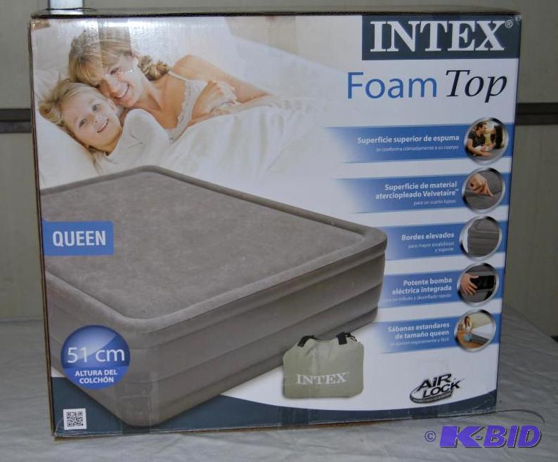 lot 51 image: Intex Queen Size Foam Top Air Bed, velvetaire...