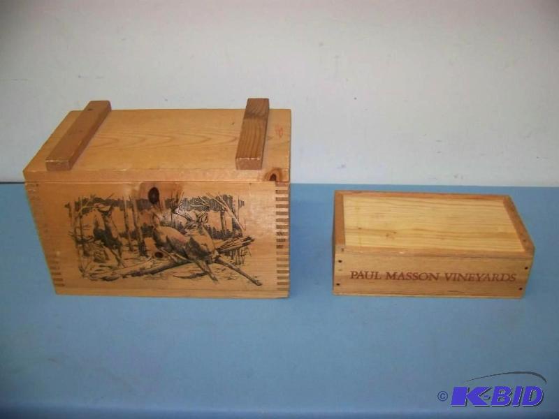 lot 49 image: (2) Wood Storage Boxes