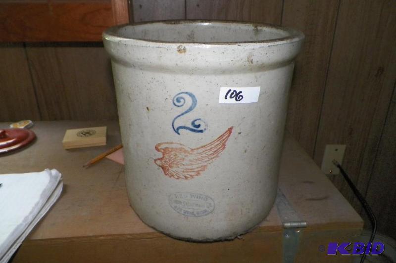lot 106 image: RED WING 2 GALLON CROCK AS IS