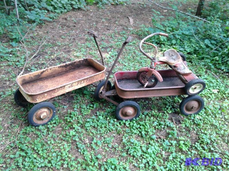 lot 226 image: 2 OLD WAGONS AND 1 TRICYCLE