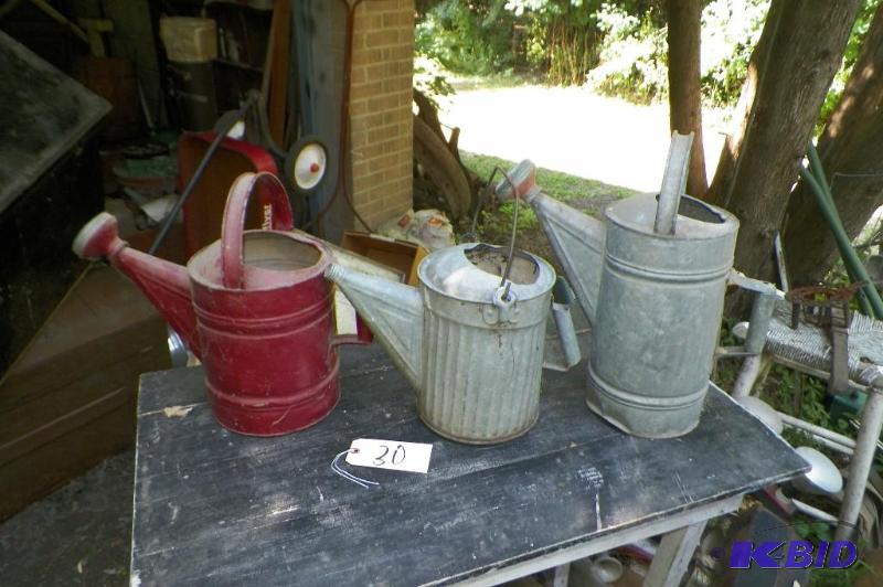 lot 30 image: 3 antique watering cans