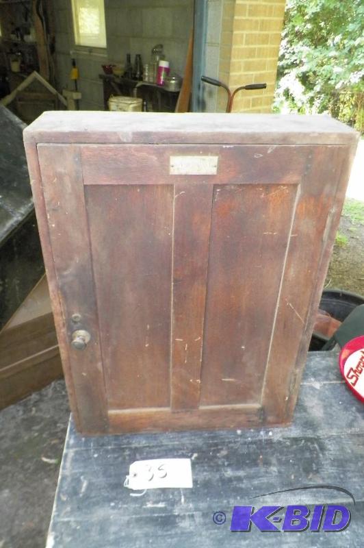 lot 35 image: Cabinet from St. Peter Rail Yard Station.  Station was built in 1886.