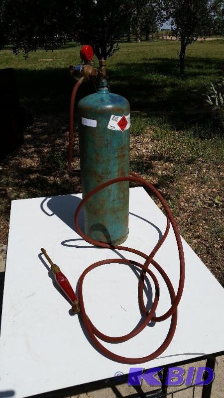 Acetylene Tank, Torch with Gage and Hose.