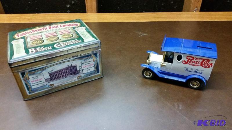 Old Pepsi Bank & Benefit Shoe Tin