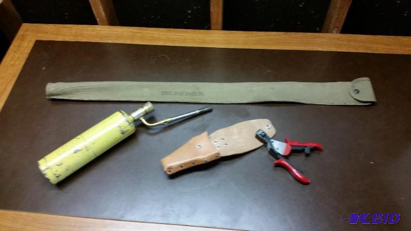 Gun Case, Blow Torch, and Tools