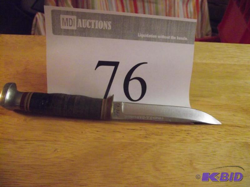 lot 76 image: Ka-Bar very rare carbon chrome fixed blade no...