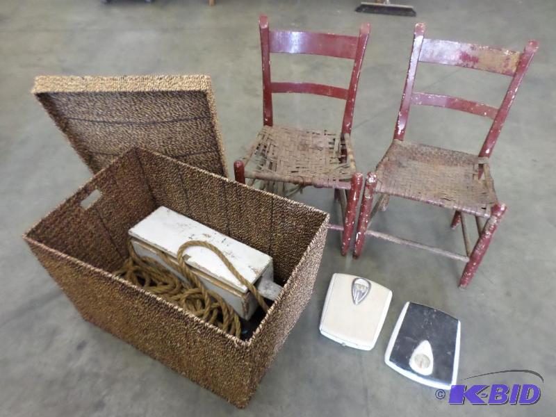 lot 47 image: Lot Of (2) Antique Chairs, (2) Vintage Sclae...