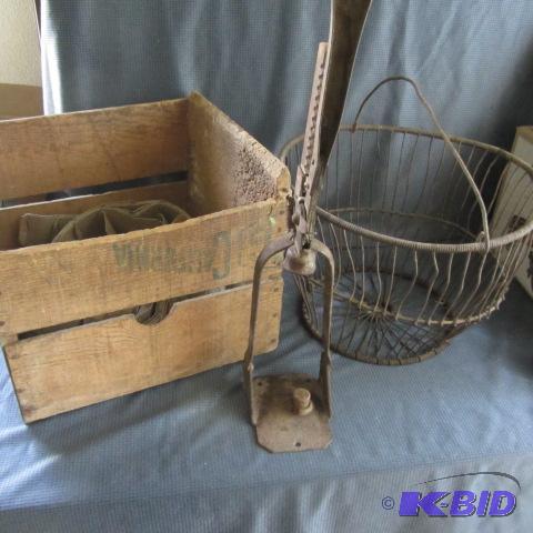 lot 58 image: Egg Basket, Wooden Box