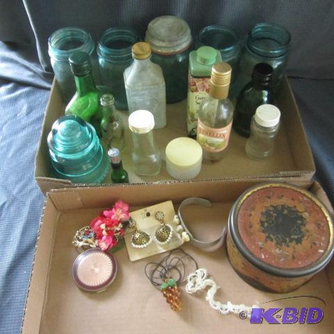 lot 79 image: Pint Jars, Insulators, Jewelry