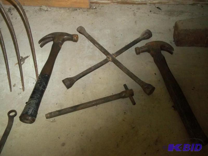 lot 147 image: 2 hammers and wheel wrench...