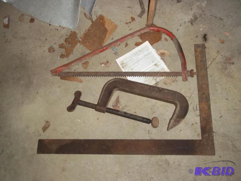 lot 161 image: C-clamp   square   bow saw ...