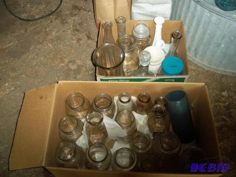 lot 38 image: Variety of Glassware   Misc. vases  mason jar...
