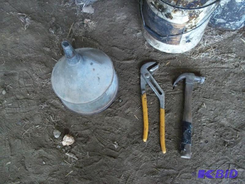 lot 69 image: &nbspFunnel, hammer and slip lock pliers...