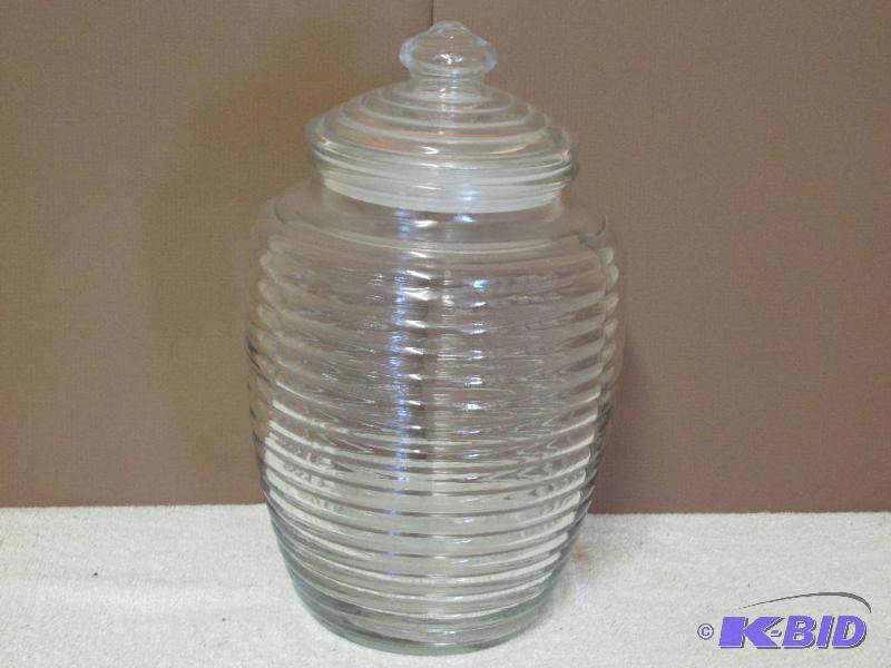 Glass Bee Hive Rippled Cookie Jar