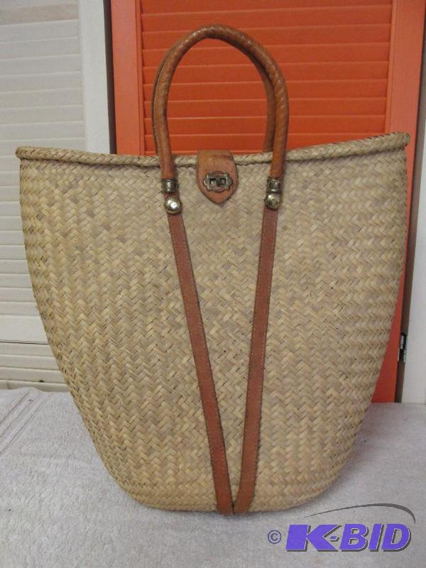 Vintage Shopping Bag - Woven with REAL Leather