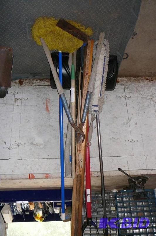 Lot of Snow Shovels, Mop, Measuring Sticks, D...