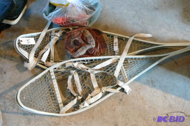 Pair of Snow Shoes, Hat, Bag of Various Glove...