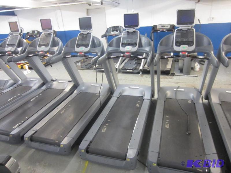 lot 18 image: 4 Matching Precor 954 Treadmills   All have Cardio Theater package W entertainment tray iPod