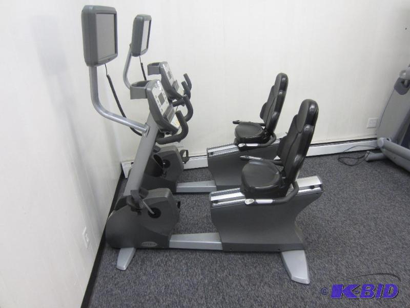 lot 8 image: Matrix Rx3  Commercial Grade Step-thru Recumbent Bike  W Matching  Matrix LCD TV package