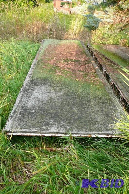 lot 225 image: 2 4x16 truss steel dock sections with plyboar...