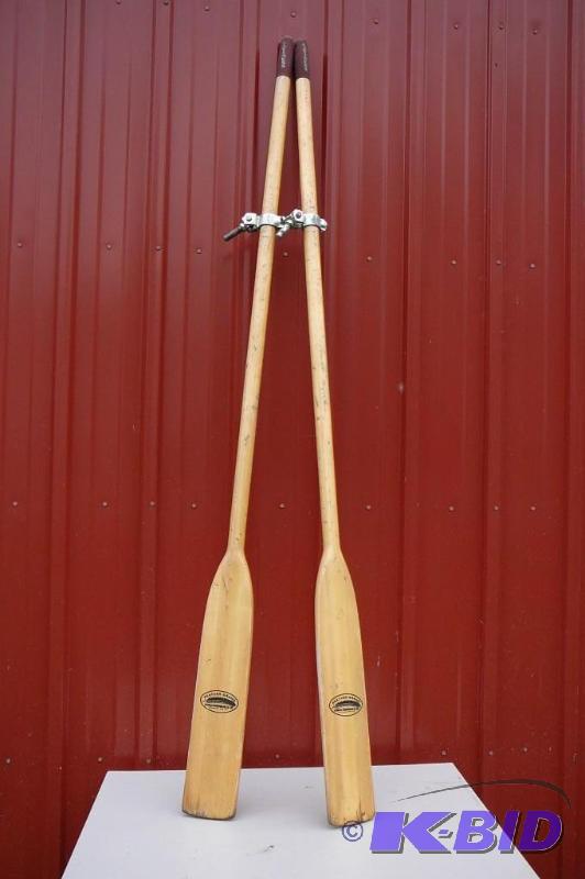 lot 244 image: 2 Feather lite Oars with oar Locks...