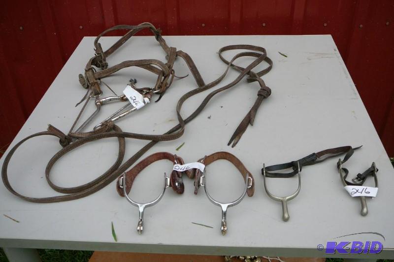 lot 246 image: Bridle and 2 Sets of Spurs 1 Stainless 1-Kore...