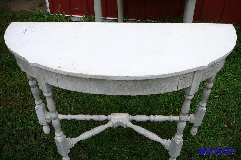 lot 247 image: White wooden 12 table with drawer...