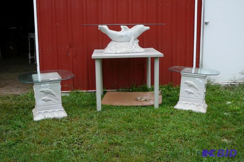 lot 264 image: Dolphin Ceramic Table 45&quotw x 32&quotL x...