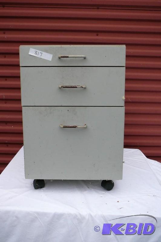 lot 317 image: 3 drawer office cabinet with file drawer...