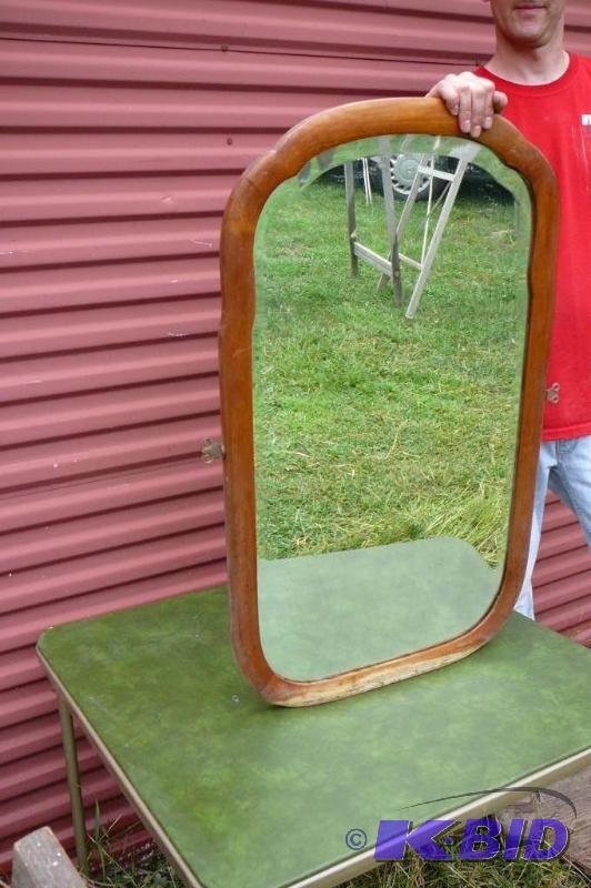 lot 383 image: Mirror Nice beveled glass antique wooden 20 1...