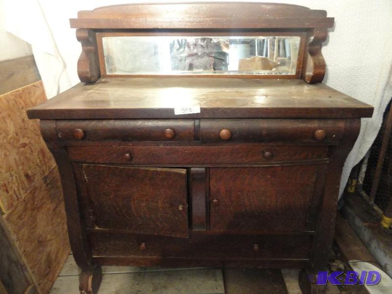 lot 395 image: Hutch Antique with Beveled Mirror...