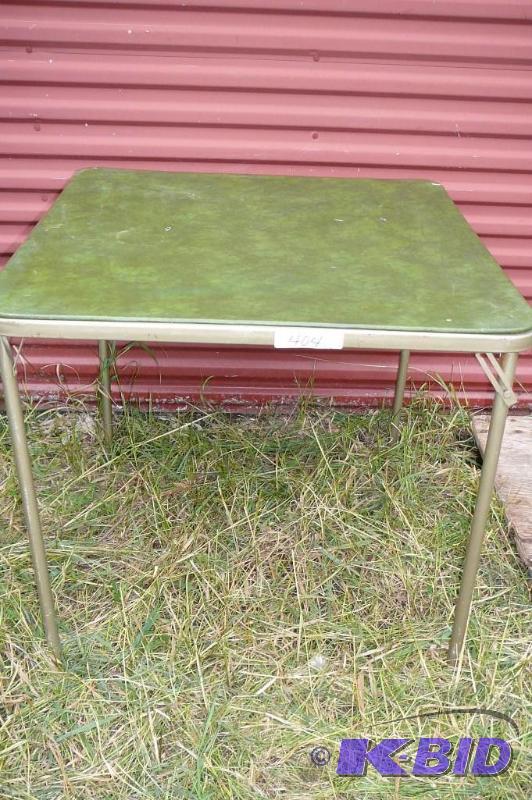 lot 404 image: Green table folding card table...